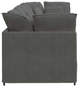 Sofá modular com almofadas tecido corduroy cinzento-escuro