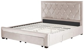 Cama com arrumação em veludo creme 180 x 200 cm LIEVIN Beliani