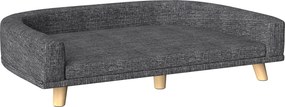 PawHut Sofá para Cães Cama Elevada para Cães Estofada com Almofada Lavável e Pés de Madeira de Pinho 98x67x25 cm Cinza Escuro | Aosom Portugal