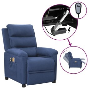 vidaXL Poltrona de massagens elétrica tecido azul