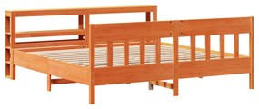 Cama sem colchão 200x200 cm pinho maciço castanho-mel
