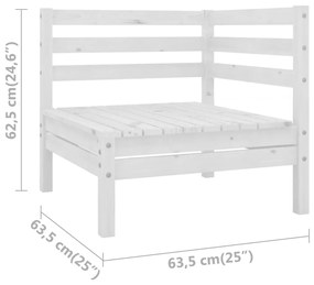 3 pcs conjunto lounge de jardim pinho maciço branco