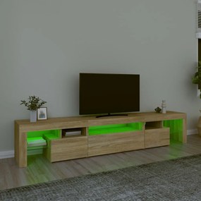 Móvel de TV com luzes LED 215x36,5x40 cm carvalho sonoma