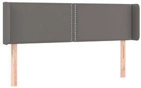Cabeceira cama c/ LED 147x16x78/88 cm couro artificial cinzento