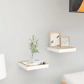 vidaXL Prateleiras de parede 2 pcs 23x23,5x3,8cm MDF carvalho e branco