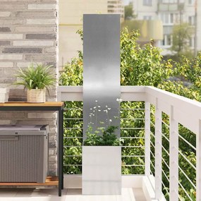 vidaXL Vaso de Jardim com Painel Decorativo Prateado 32 x 140 cm