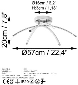 Candeeiro de Teto Ledbanana – Cromado – 57x20x57 cm