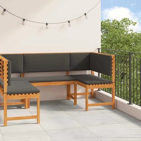 Conjunto de Jardim com 3 Peças e Almofadas em Madeira de Acácia