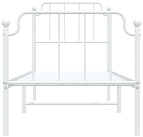 Estrutura de cama com cabeceira e pés 75x190 cm metal branco