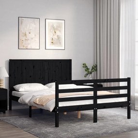 3194505 vidaXL Estrutura de cama com cabeceira 120x200cm madeira maciçao preto