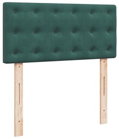 Cama com molas/colchão 100x200 cm veludo verde-escuro