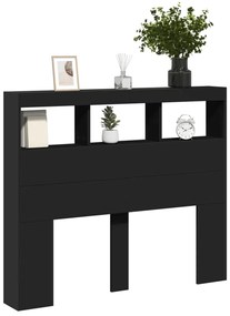 Armário de cabeceira com luzes LED 120x17x102 cm preto