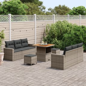 Conjunto de Sofá de Jardim vidaXL de 9 Peças com Almofadas Cinza Ratta