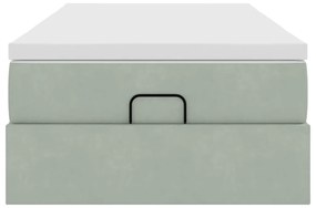Estrutura cama otomana colchão 90x200 cm veludo cinzento claro
