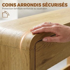 Mesa de Consola, 100 x 30 x 85 cm, 2 Gavetas, cor Madeira Natural