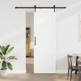 Porta Deslizante vidaXL com Conjunto de Hardware Branca 78x232 cm Madeira Sólida de Pinho