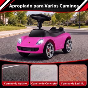 Carrinho de Passeio andarilho Infantil, 62,5 x 29 x 38,5 cm, com Impulso pelos Pés, Cor-de-rosa