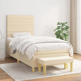 vidaXL Cama com molas/colchão 90x190 cm tecido cor creme