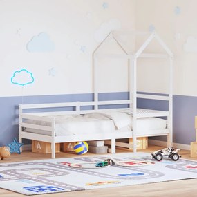 Sofá-cama com telhado 90x200 cm madeira de pinho maciça branco