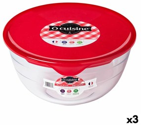 Lancheira Redonda com Tampa ô Cuisine Prep & Store Vermelho 2 L 22 X 22 X 11 cm Vidro (3 Unidades)