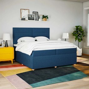 vidaXL Cama com molas/colchão 200x200 cm tecido azul