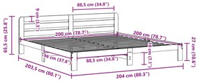 Cama sem colchão 200x200 cm madeira de pinho maciça