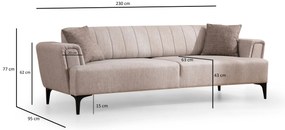 Sofá-cama de 3 Lugares Hamlet – Bege – 230 cm x 95 cm x 77 cm