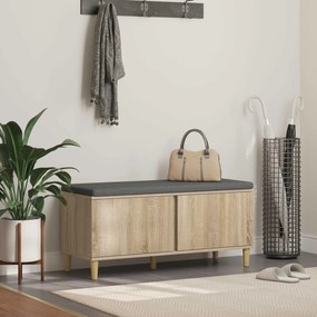 vidaXL Banco de Hall com almofada Carvalho Sonoma 100 x 38 x 46 cm