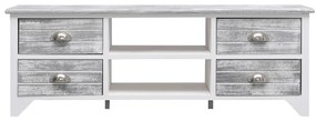 Móvel de TV 108x30x40 cm madeira paulownia branco e cinzento
