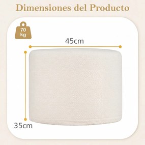 Pufe redondo 45 x 45 x 35 cm com enchimento de espuma, tecido com fio enrolado, capa removível e lavável, moderno, para apoiar os pés, sala de estar o