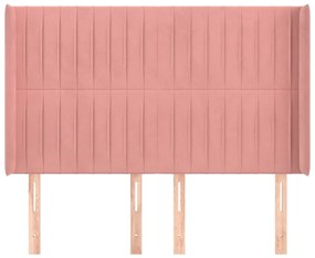 Cabeceira cama c/ abas veludo 147x16x118/128 cm rosa