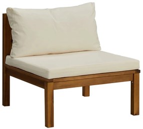 9 pcs conjunto lounge jardim c/ almofadões creme acácia maciça