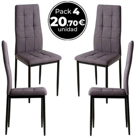 Pack 4 Cadeiras Lan Tecido - Cinza escuro