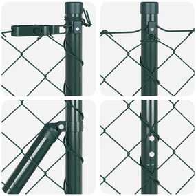 Cerca de Corrente com 7 Postes 1,2x10 m Aço Galvanizado Verde