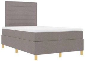 Cama Box Spring com Colchão &amp; LED Taupe 120x190 cm Tecido