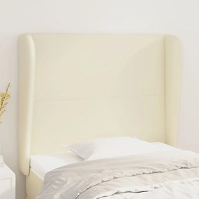 vidaXL Cabeceira cama c/ abas couro artificial 93x23x118/128 cm creme