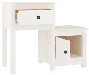 Mesa de cabeceira 79,5x38x65,5 cm madeira pinho maciça branco