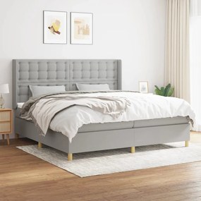vidaXL Cama com molas/colchão 200x200 cm tecido cinza-claro