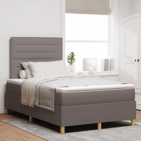 Cama Box Spring com Colchão e LED Taupe 120x200 cm Tecido