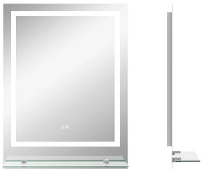 kleankin Espelho de parede retangular com LED para banheiro 70 x 50 cm | Aosom Portugal