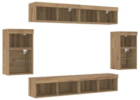 Unidades de TV com 8 peças, LED e Madeira Engenharia Carvalho Artesana