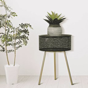 MESA DE APOIO Ø 35X50 CM DOURADA E PRETA