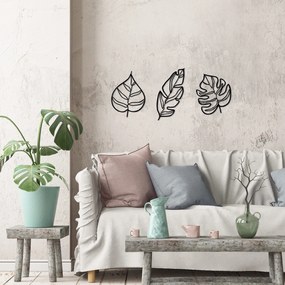 Acessório Decorativo de Parede em Metal Leaves – Preto – 17x33 cm, 22x