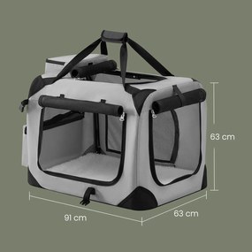 Bolsa dobrável de transporte para cães 60 x 42 x 42 cm cinzento