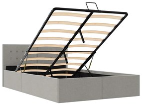 Cama hidráulica c/ arrumação 140x200cm tecido cinza-escuro