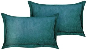 Conjunto de 2 almofadas em bombazine azul esverdeado 47 x 27 cm ZINNIA Beliani