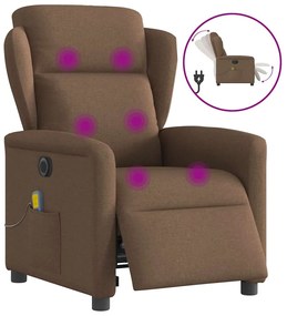 vidaXL Poltrona de massagens reclinável elétrica tecido castanho