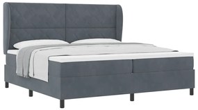 Cama com Estrado e Colchão Cinza Escuro 200 x 200 cm em Veludo.