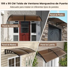 Toldo para janela 199 x 99 x 28 cm  Proteção solar Chuva Neve Vento Toldo exterior para unidade de ar condicionado Castanho