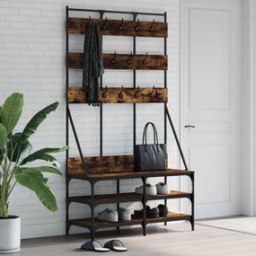 vidaXL Bengaleiro c/ arrumação de calçado 100x40x184cm carvalho fumado